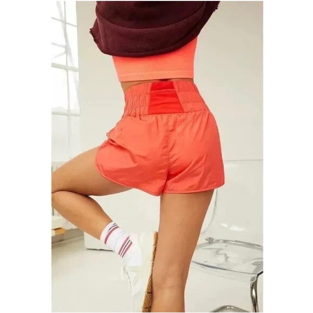 FP Movement The Way Home Shorts Medium Coral‎ Orange High Rise Smocked Athletic